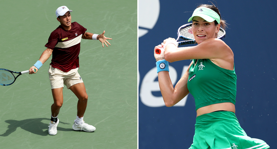 On the left is Rinky Hijikata and fellow Aussie tennis star Ajla Tomljanovic on right.