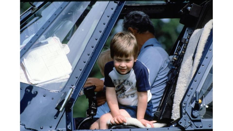 Prince William Steps Out Of The Royal Flight Helicopter At Highgrove House on July 18, 1986 in Tetbury, England