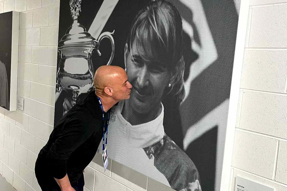 <p>Andre Agassi/Instagram</p> Andre Agassi Kisses Photo of Steffi Graf