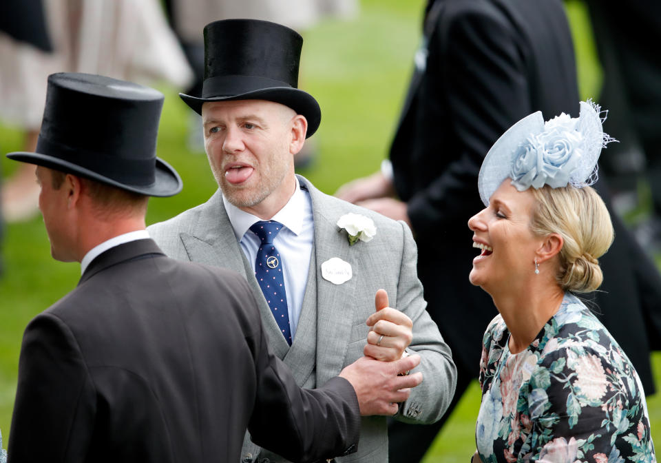 Mike Tindall pokes his tongue out at his cousin-in-law Prince William.<em> [Photo: Getty]</em>