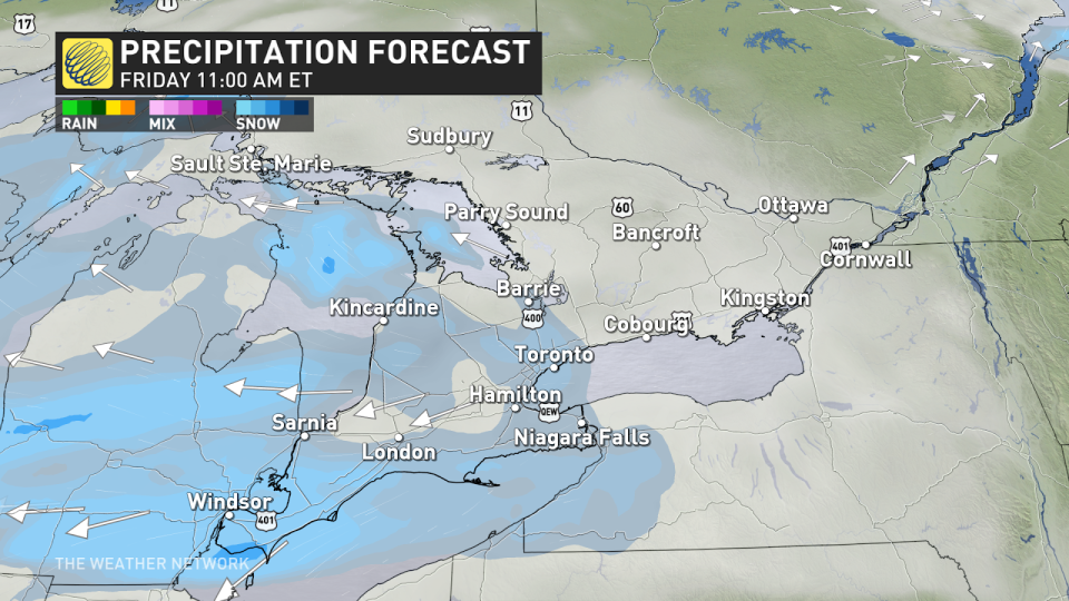 Ontario precip Friday 11am