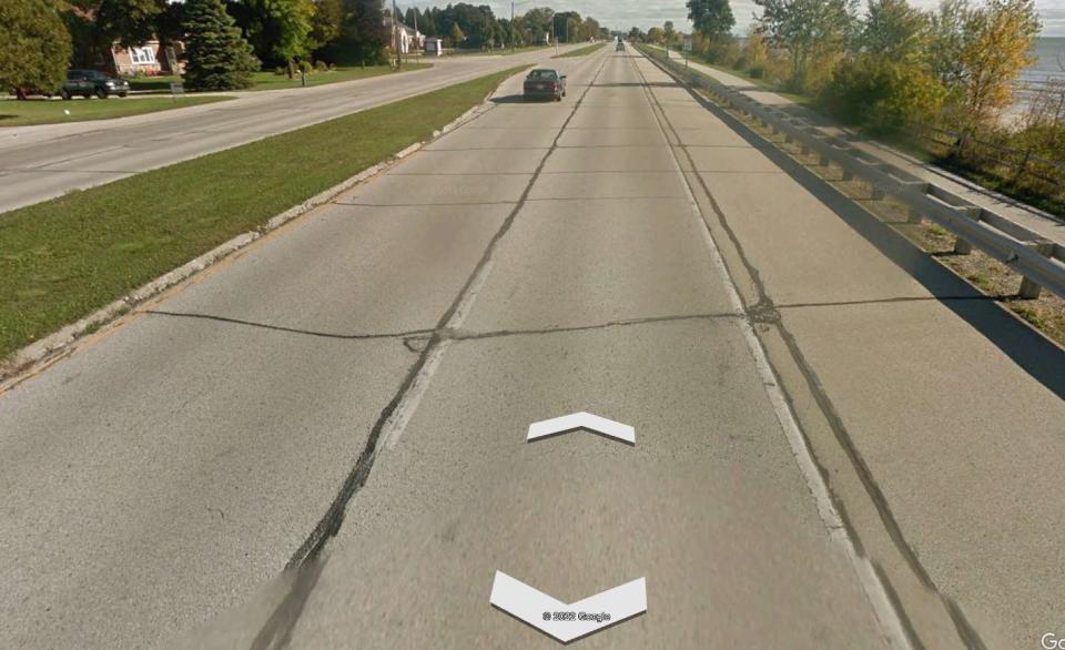 A view of State 42 that runs between Manitowoc and Two Rivers along Lake Michigan.