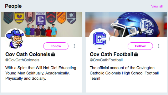 Covington Catholic Twitter accounts set to private