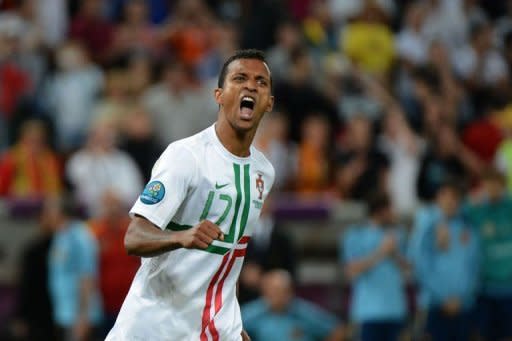 Portuguese midfielder Nani reacts after scoring a penalty during the Euro 2012 football championships semi-final match Portugal vs. Spain at the Donbass Arena in Donetsk. Portugal should be proud of their performance at Euro 2012, even if their campaign ended in Wednesday's crushing defeat in a penalty shootout in the semi-finals to holders Spain, forwards Cristiano Ronaldo and Nani insisted