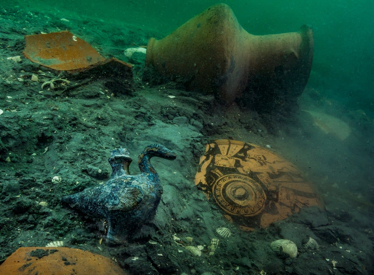 Weapons thousands of years old and  ritual items indicating ancient Greeks were taking living in Thonis-Heracleion before it sunk (Christoph Gerigk/Franck Goddio/Hilti Foundation)