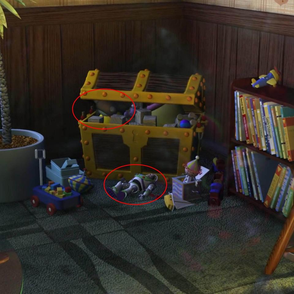 <p>In <em>Finding Nemo</em>, a visit to Dr. Sherman's dentist office means you can play with a bunch of cool toys in the nautically themed waiting room — including a Buzz Lightyear. Viewers also think the teddy bear is the same one that Boo had in <em>Monsters, Inc.</em></p>