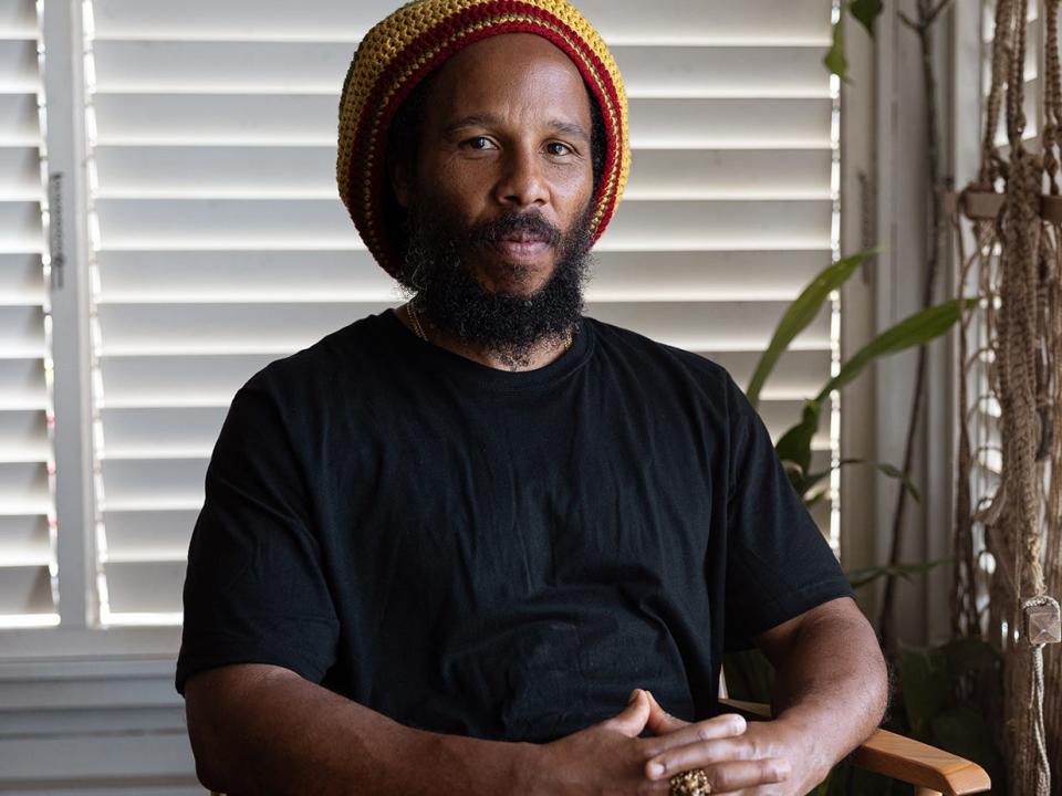 Producer Ziggy Marley on the set of "Bob Marley: One Love."