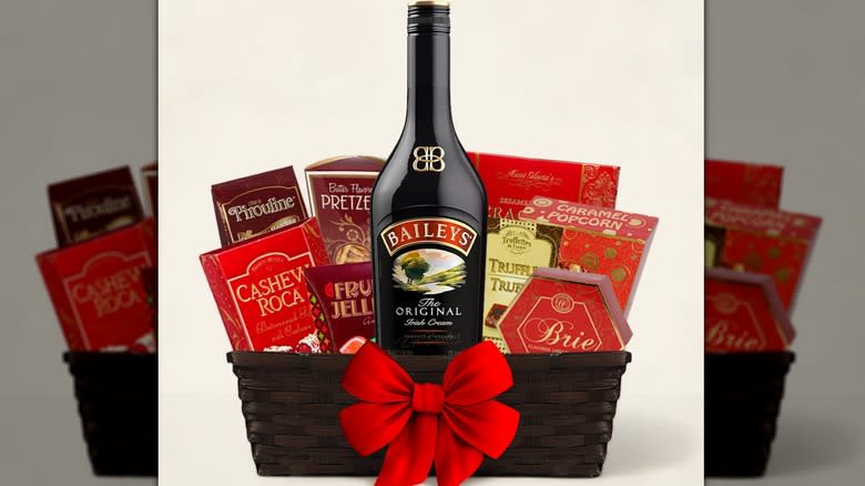 Baileys gift basket with snacks