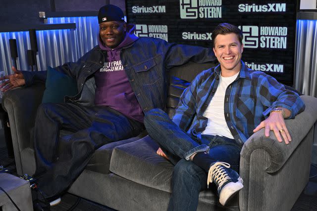 <p>Bryan Bedder/Getty</p> Michael Che and Colin Jost