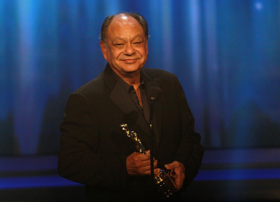 <p>He was born&nbsp;<a href="http://www.biography.com/people/cheech-marin-21168751">Richard Anthony Marin</a>&nbsp;and,&nbsp;according to Biography.com, the comedian's nickname was given to him by an uncle who thought <a href="http://www.biography.com/people/cheech-marin-21168751">the newborn looked like a chicharron</a>, the Spanish word for a deep-fried pigskin.&nbsp;</p>