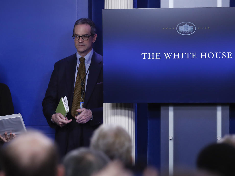 Michael Anton, pictured during the daily news briefing at the White House, in Washington, Wednesday, 1 February, 2017: AP