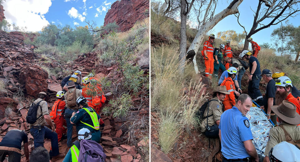 It took seven hours to get Megan Brouwer out of the gorge. Source: Department of Fire and Emergency Services WA