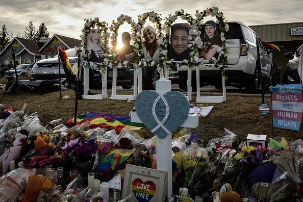 <div class="inline-image__caption"><p>Photos of the shooting victims are displayed at a makeshift memorial outside of Club Q on November 22, 2022 in Colorado Springs, Colorado.</p></div> <div class="inline-image__credit">Chet Strange/Getty Images</div>