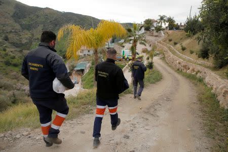 A miner rescue team arrives to the control center at the area where Julen, a Spanish two-year-old boy, fell into a deep well nine days ago when the family was taking a stroll through a private estate, in Totalan, southern Spain January 22, 2019. REUTERS/Jon Nazca