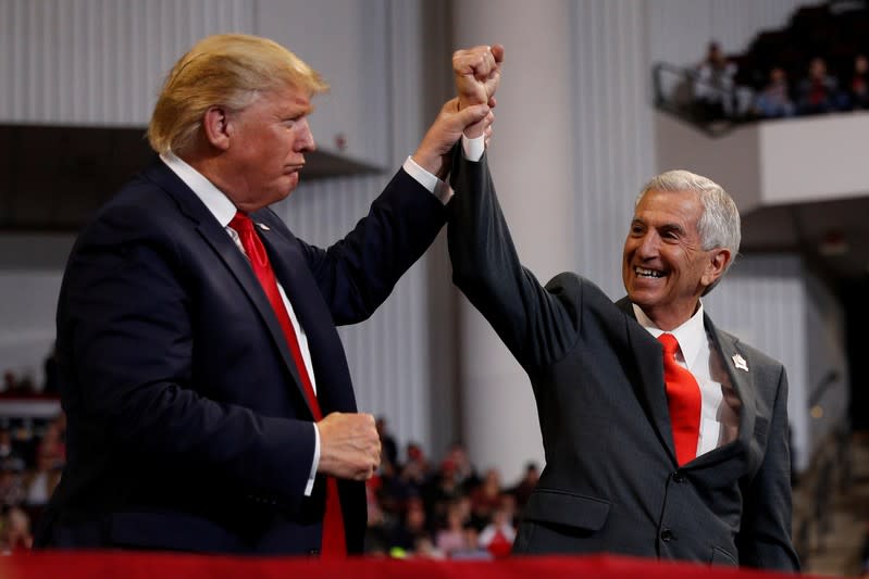 President Donald Trump delivers remarks during a campaign rally in Bossier City, U.S.