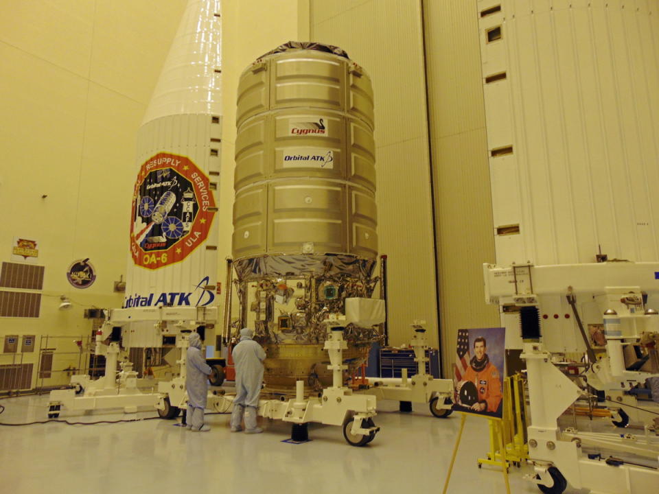 Cygnus Capsule in Kennedy Space Center Clean Room