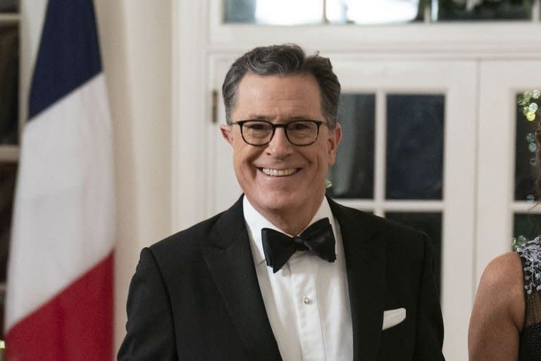 Stephen Colbert attends a state dinner at the White House in Washington, D.C., on December 1, 2022. The comedian turns 60 on May 13. File Photo by Sarah Silbiger/UPI