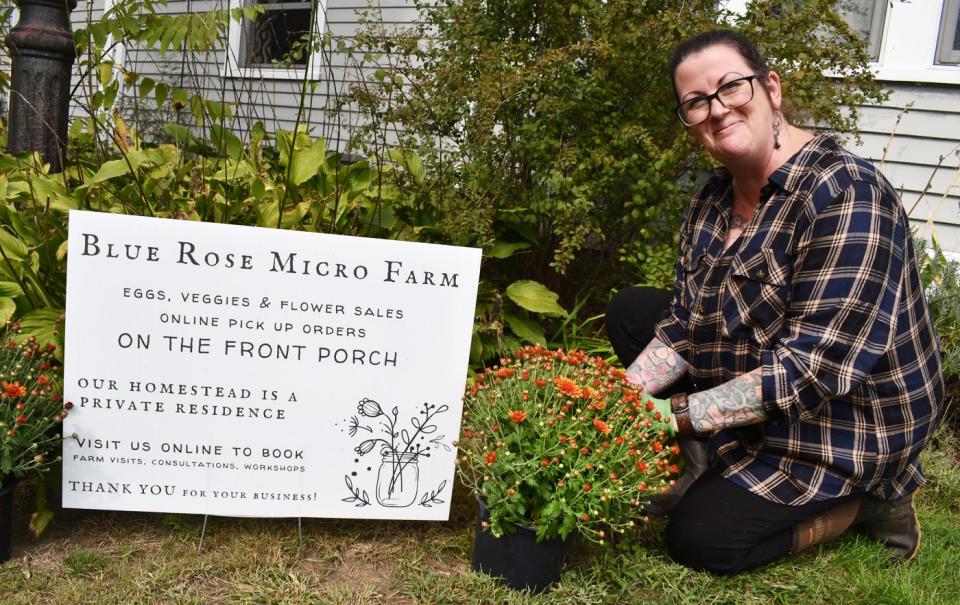 Denise Wolfe  at Blue Rose Micro Farm in Somerset.