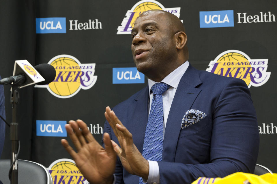 Magic Johnson is starting to be more well known for his mistakes as president of the Lakers. (AP)