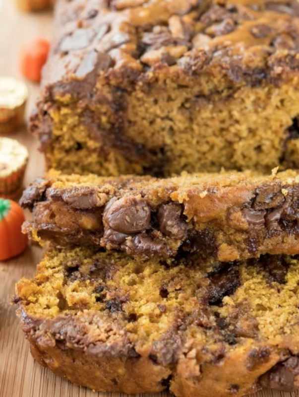 <p>Crazy For Crust</p><p>This peanut butter cup pumpkin bread is so easy to make! One bowl, no mixer needed! The combination of peanut butter and pumpkin is so good together—once you try it you’ll fall in love with it! </p><p><strong>Get the recipe: <em><a href="https://www.crazyforcrust.com/peanut-butter-cup-pumpkin-bread/" rel="nofollow noopener" target="_blank" data-ylk="slk:Peanut Butter Cup Pumpkin Bread;elm:context_link;itc:0;sec:content-canvas" class="link rapid-noclick-resp">Peanut Butter Cup Pumpkin Bread</a></em></strong></p>