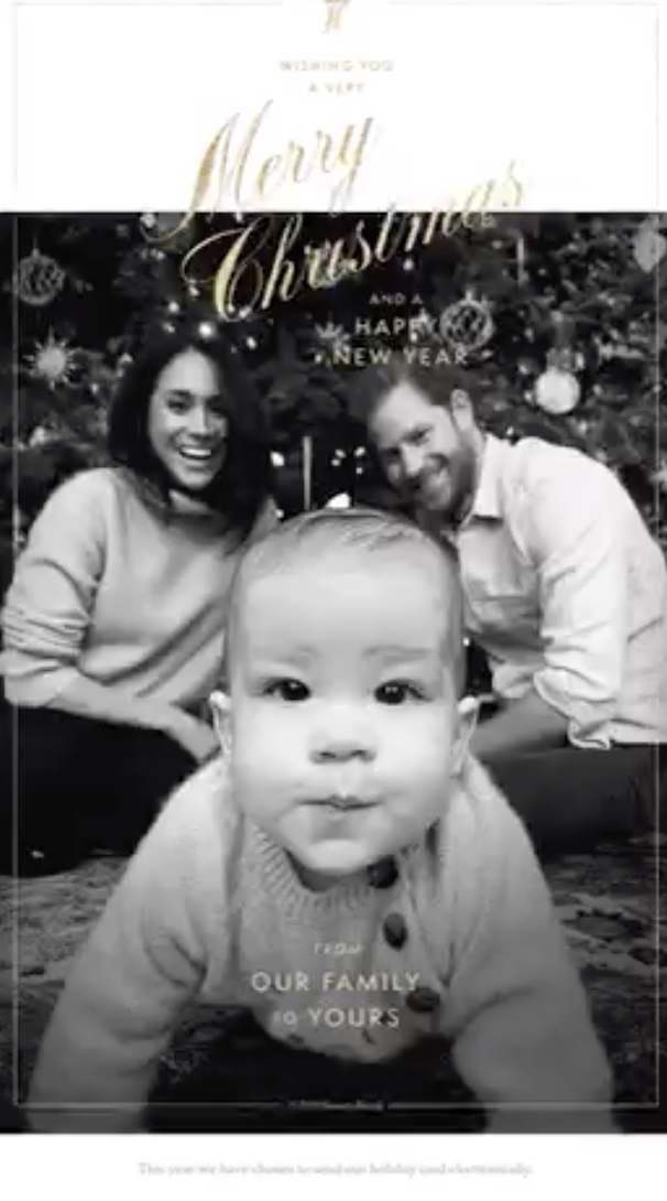 Prince Harry, Meghan Markle and Archie in the 2019 Christmas card