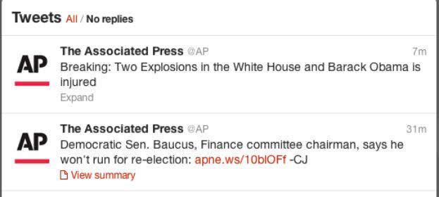 Look What the Hacked AP Tweet About White House Bombs Did to the Market