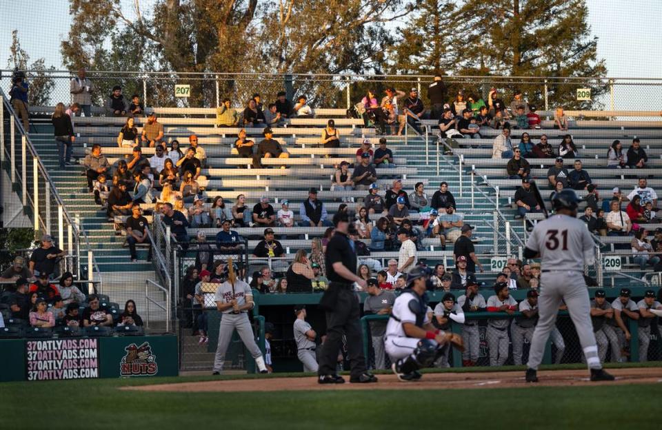 Modesto Nuts season home opening game with Lake Elsinore at John Thurman Field in Modesto, Calif., Tuesday, April 9, 2024. Andy Alfaro/aalfaro@modbee.com