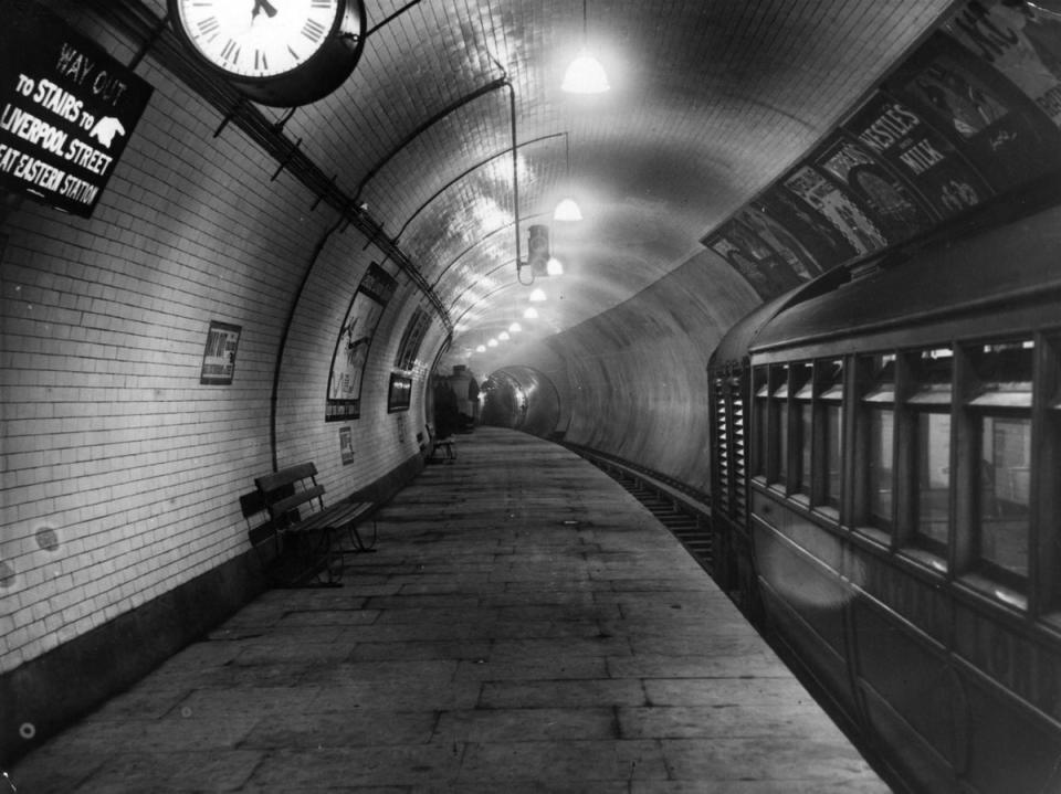 1912: The platform of the Central London Railway extension at Liverpool Street Station (Getty Images)