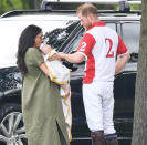 <p>Harry took a break from <a href="https://people.com/royals/meghan-markle-doting-archie-first-outing-polo-match/" rel="nofollow noopener" target="_blank" data-ylk="slk:his charity polo match to welcome his youngest fan;elm:context_link;itc:0;sec:content-canvas" class="link ">his charity polo match to welcome his youngest fan</a>: a then-two-month-old baby Archie at his first public outing.</p>