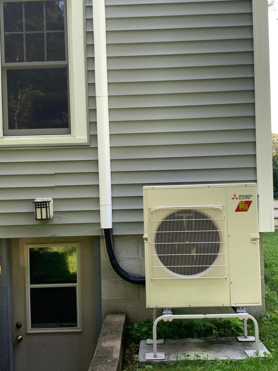 A heat pump provides cool air in the summer and heat in winter.