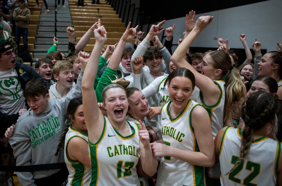 Newark Catholic celebrates its district title Friday at Ohio Dominican.