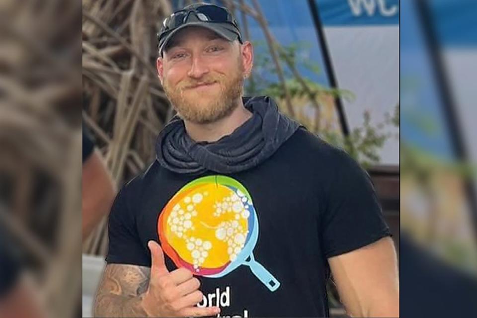 Jacob Flickinger, pictured, was killed in a missile strike by the IDF while providing humanitarian aid to Palestinians with World Central Kitchen (WORLD CENTRAL KITCHEN/AFP via Getty)