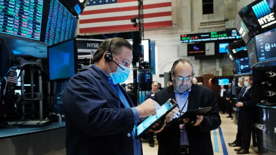 Wall Street traders at the stock exchange