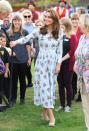 <p>The Duchess stunned in <a href="https://www.townandcountrymag.com/style/fashion-trends/a28965273/kate-middleton-floral-emilia-wickstead-back-natural-play-garden-photos/" rel="nofollow noopener" target="_blank" data-ylk="slk:a floral Emilia Wickstead dress;elm:context_link;itc:0;sec:content-canvas" class="link ">a floral Emilia Wickstead dress</a> for a surprise appearance at the "Back to Nature" festival in Wisley. She paired the breezy dress with nude wedges.</p>