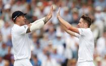 Britain Cricket - England v Pakistan - First Test - Lord’s - 15/7/16 England's Chris Woakes celebrates with Alex Hales after bowling out Pakistan's Wahab Riaz Action Images via Reuters / Andrew Boyers Livepic EDITORIAL USE ONLY.