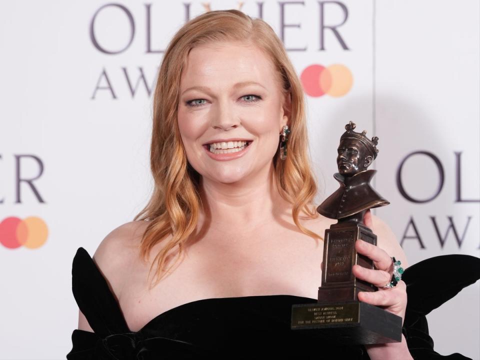 Sarah Snook beat Sarah Jessica Parker and Sheridan Smith to win Best Actress (Ian West/PA Wire)