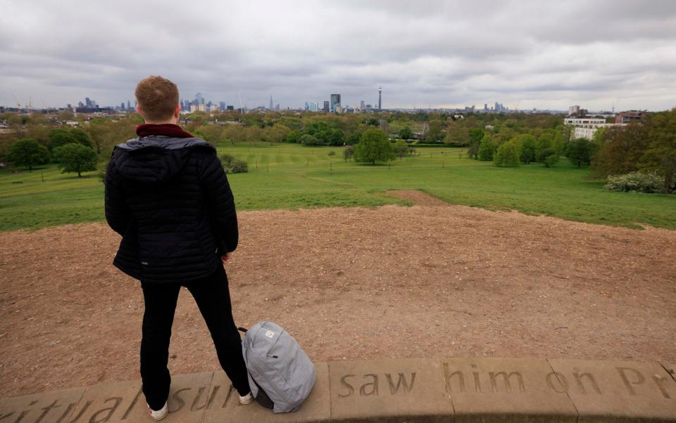 Jack surveys London from the excellent Primrose Hill vantage point