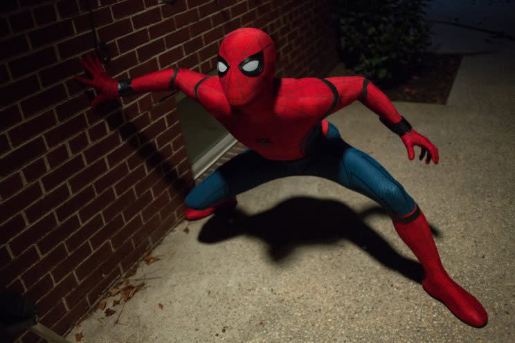 Spidey... Holland will do five films for Marvel in all - Credit: Sony