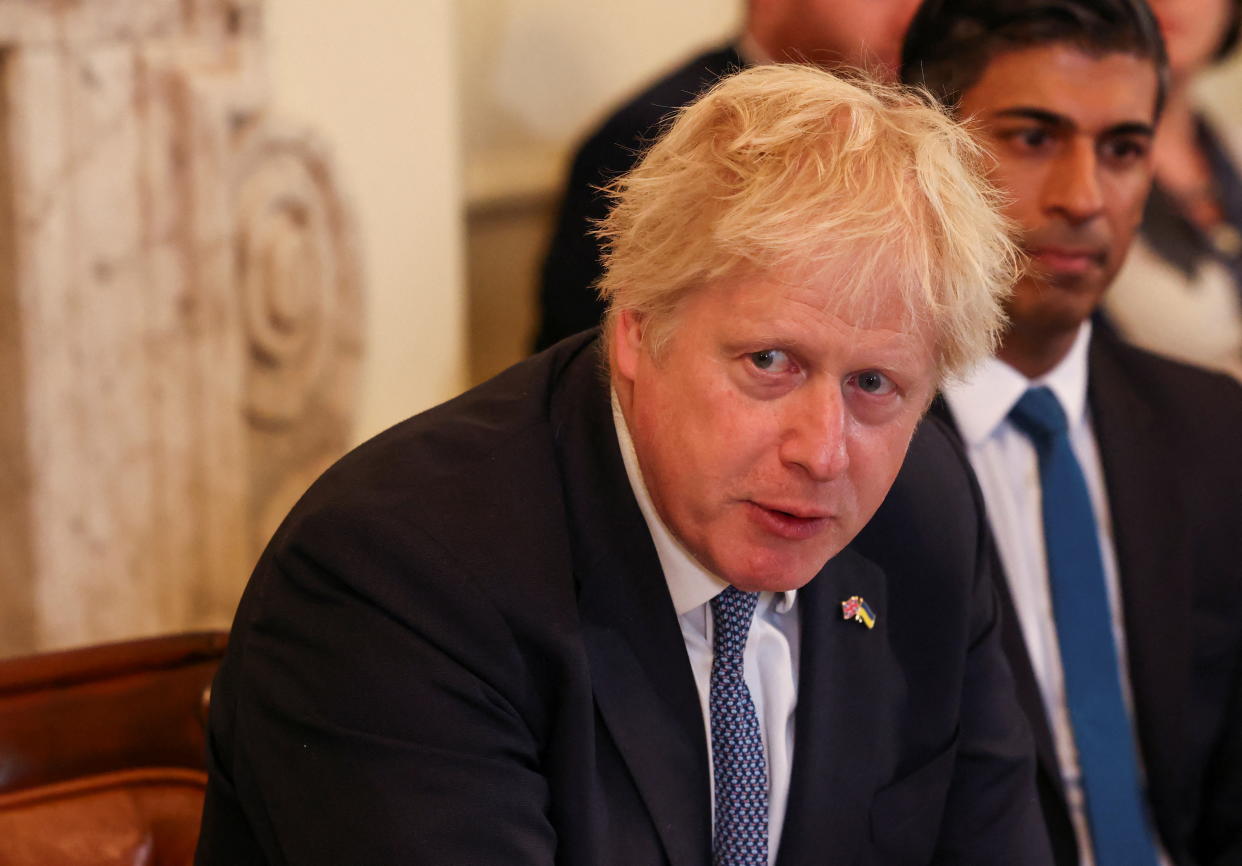 Britain's Prime Minister Boris Johnson speaks at the weekly cabinet meeting at Downing Street, London, Britain May 17, 2022. REUTERS/Henry Nicholls/Pool