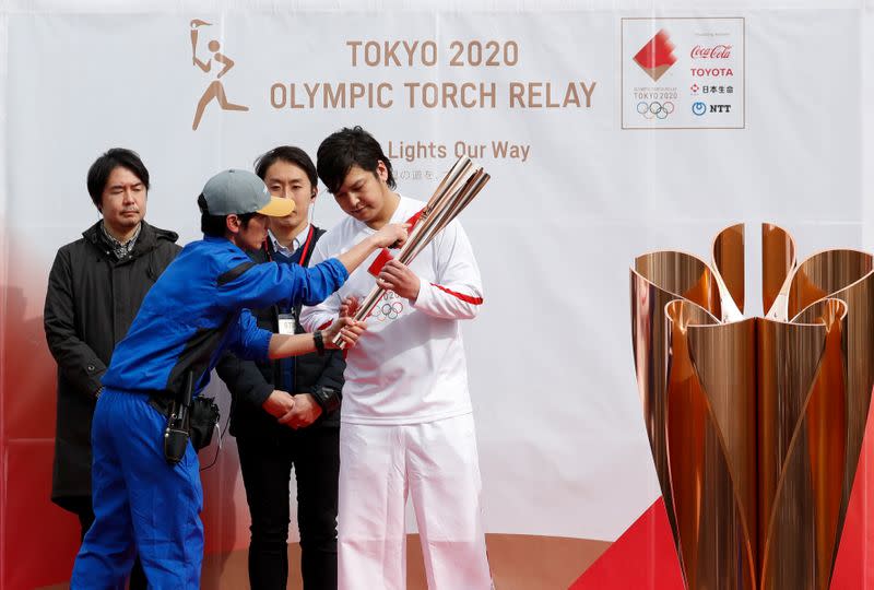 Rehearsal of part of the Tokyo 2020 Olympic Torch Relay in Hamura