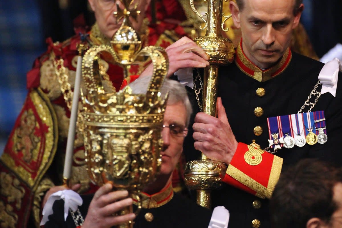 File photo dated 09/05/12 of guardsmen carrying ceremonial maces into the House of Lords, London, prior to the State Opening of Parliament.  (PA)