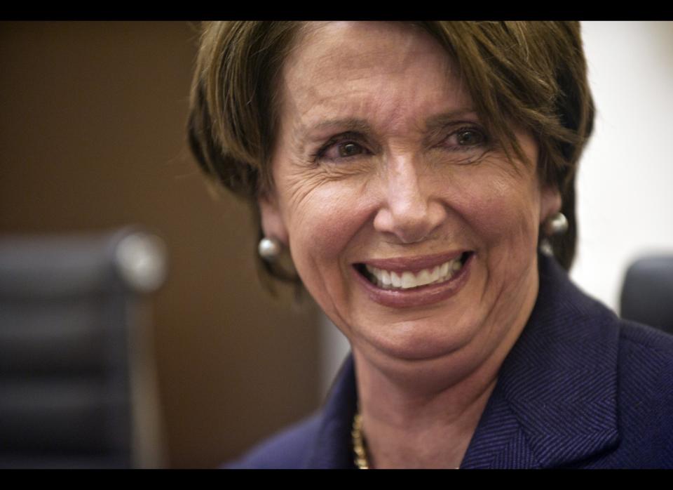 Nancy Pelosi meets with the AOL Huffington Post Media Group and it's editor-in-dhief Arianna Huffington at the AOL Headquarters in New York Thursday Nov. 10, 2011. (Damon Dahlen, AOL)