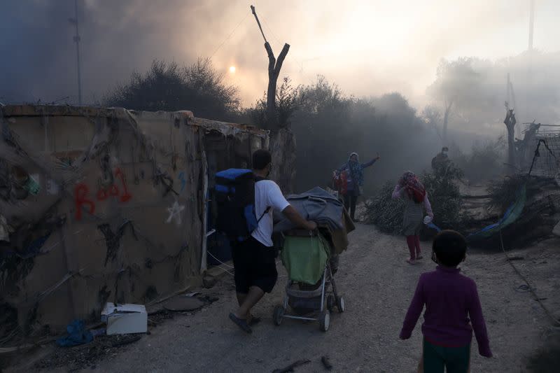 Fire breaks out at Greece's overcrowded Moria refugee camp