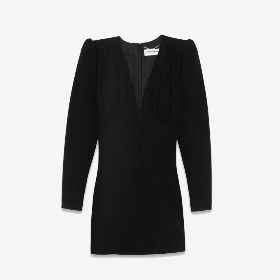 Robe noire col V Saint Laurent