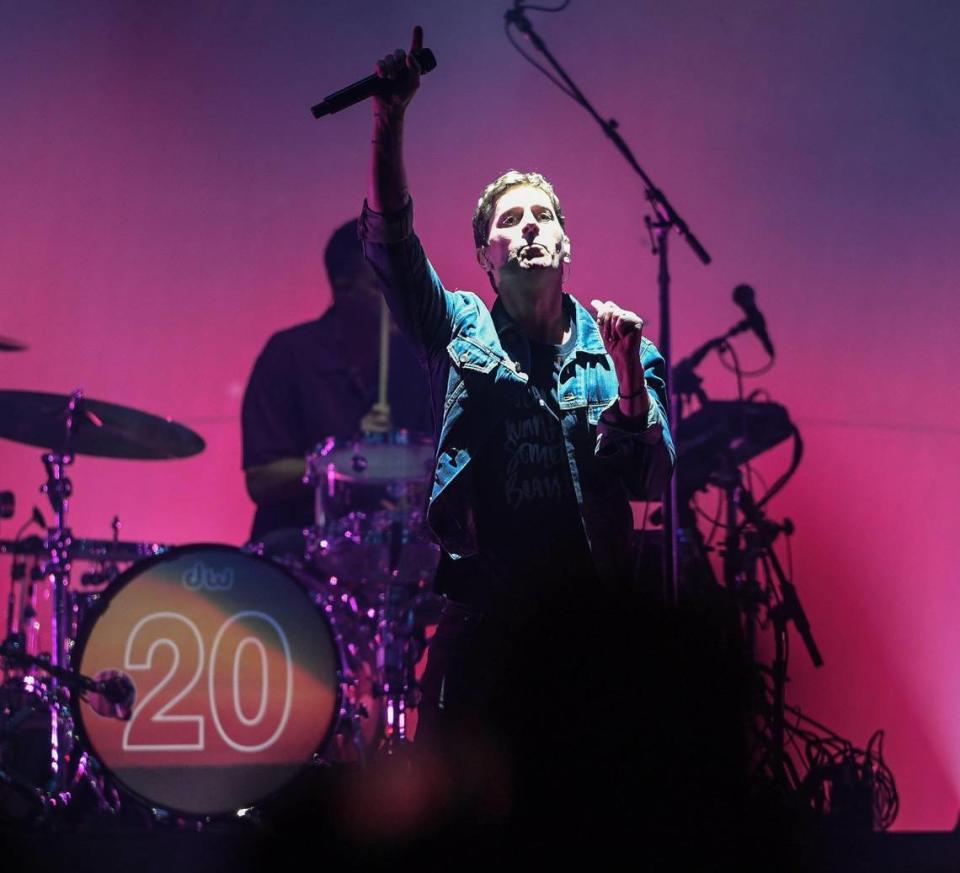 Rob Thomas of Matchbox Twenty performs with the band at the Save Mart Center in Fresno during their Slow Dream tour on Wednesday, May 24, 2023.
