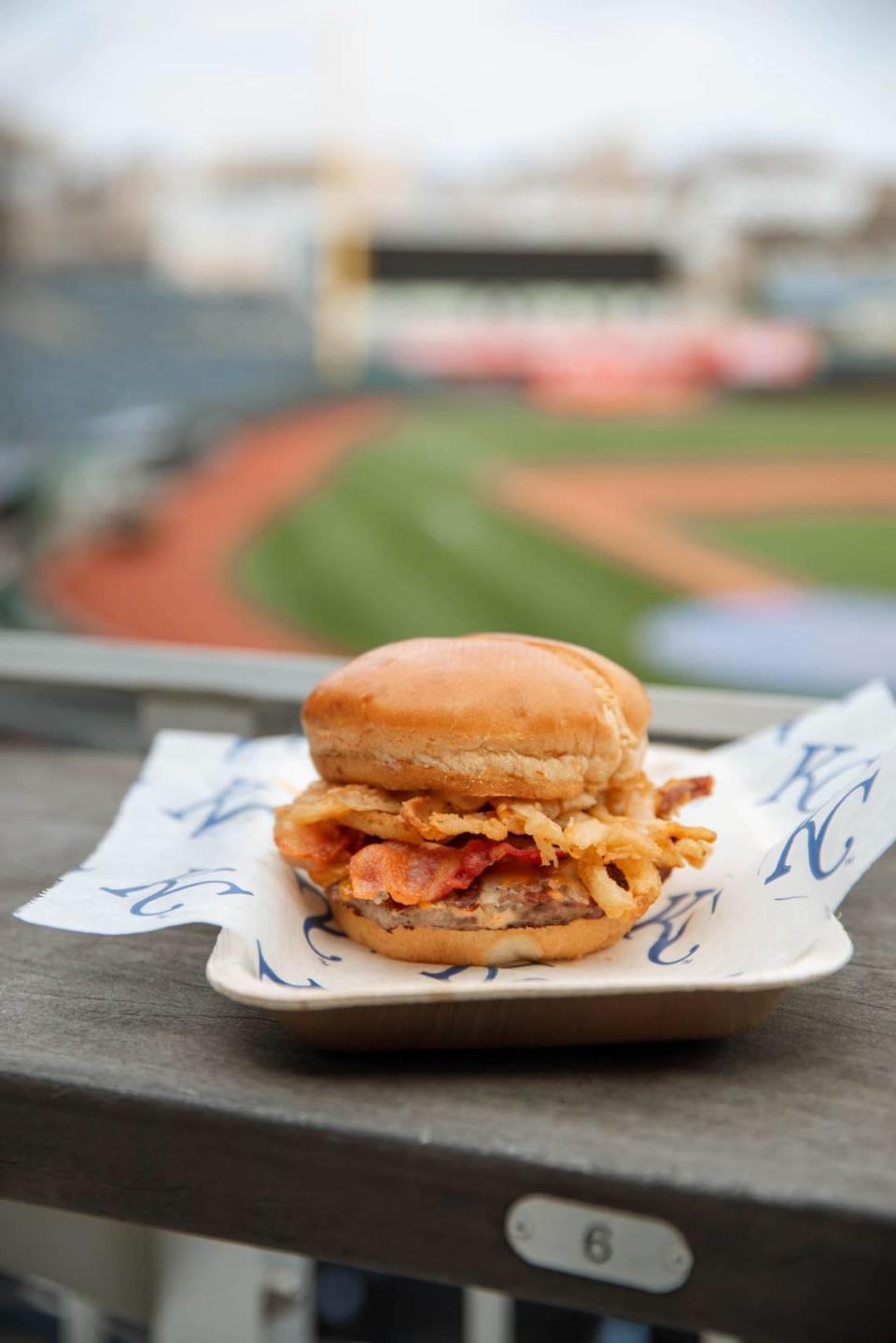 Rodeo Burgers at Bullpen Burgers will have onion rings and Bullpen sauce.