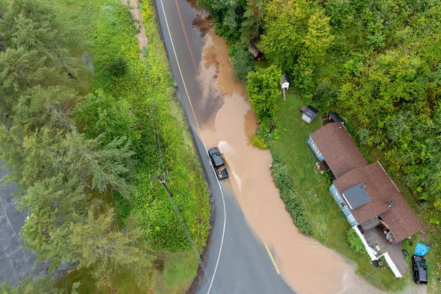 <p>Scott Eisen/Getty</p> Flooding in Londonderry, Vermont