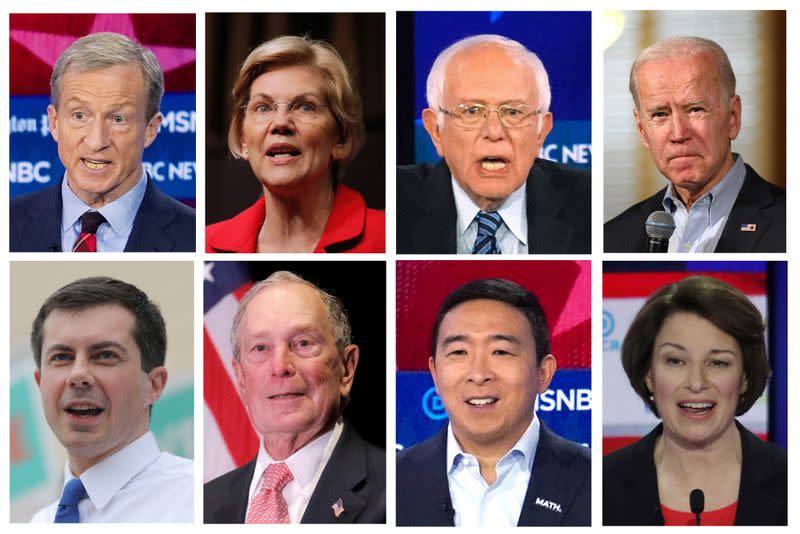 Eight 2020 Democratic presidential candidates are seen in a combination image from file photos