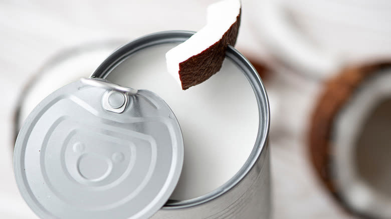 canned coconut milk with fresh coconut