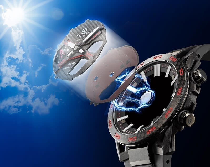 ▲CASIO EDIFICE ECB-2000PB-1A採用超強太陽能電力系統。（圖片來源：Yahoo購物中心）